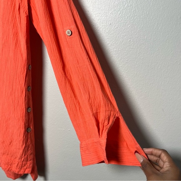 Soft Surroundings Women Top Large Orange Popover Long Sleeve Lagenlook‎ Tunic - Picture 9 of 13